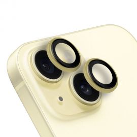 Geltonas apsauginis stiklas galiniai kamerai Apple iPhone 15 /15 Plus "OBAL:ME Lens Protector"