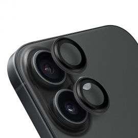 Juodas apsauginis stiklas galiniai kamerai Apple iPhone 16 /16 Plus "OBAL:ME Lens Protector"