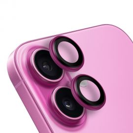 Rožinis apsauginis stiklas galiniai kamerai Apple iPhone 16 /16 Plus "OBAL:ME Lens Protector"