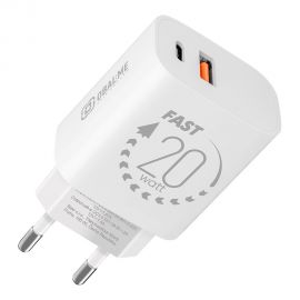 Baltas buitinis pakrovėjas "OBAL:ME Wall Charger USB-A + USB-C 20W"