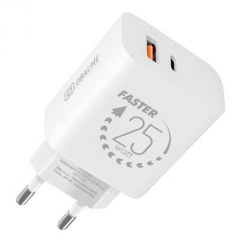 Baltas buitinis pakrovėjas "OBAL:ME Wall Charger USB-A + USB-C 25W"