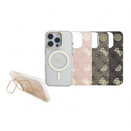 Dėklų rinkinys Guess PC/TPU Electroplated Stand Camera Frame MagSafe Case with Interchangeable Backgrounds Apple Iphone 16 Pro