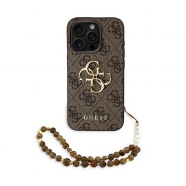 Rudas dėklas telefonui Apple Iphone 15 Pro Max "Guess PU 4G Metal Logo Strap"