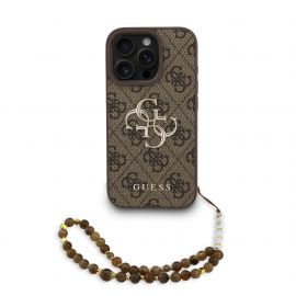 Rudas dėklas telefonui Apple Iphone 16 Pro Max "Guess PU 4G Metal Logo Strap"