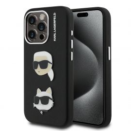 Juodas originalus dėklas Karl Lagerfeld Grained PU K&CH Heads Apple iPhone 15 Pro Max