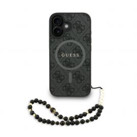 Juodas dėklas Guess PU Leather 4G Colored Ring Strap MagSafe telefonui Apple Iphone 16