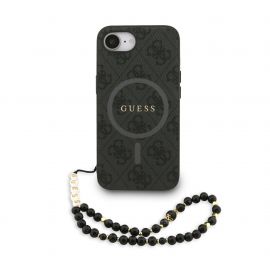 Juodas dėklas Guess PU Leather 4G Colored Ring Strap MagSafe telefonui Apple Iphone 16e