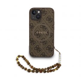 Rudas dėklas Guess PU Leather 4G Colored Ring Strap MagSafe telefonui Apple Iphone 15