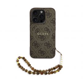 Rudas dėklas Guess PU Leather 4G Colored Ring Strap MagSafe telefonui Apple Iphone 15 Pro Max