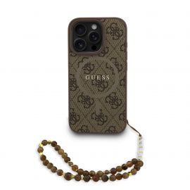 Rudas dėklas Guess PU Leather 4G Colored Ring Strap MagSafe telefonui Apple Iphone 16 Pro