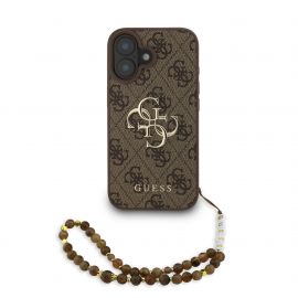 Rudas dėklas telefonui Apple Iphone 16 "Guess PU 4G Metal Logo Strap"