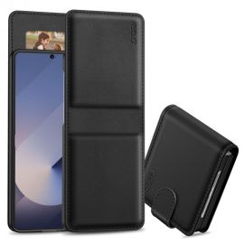 Juodas atverčiamas dėklas Samsung Galaxy Flip 7 "Tech-Protect Wallet"