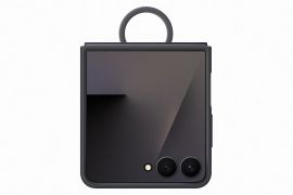 Juodas originalus dėklas EF-PF766TBE Silicone Cover with Ring telefonui Samsung Galaxy Z Flip 7