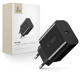 Juodas buitinis pakrovėjas "TECH-PROTECT NC20W 1-PORT NETWORK CHARGER PD20W"