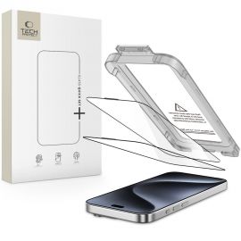 Juodas apsauginis stiklas telefonui Apple Iphone 15 Pro " Tech-Protect Quick Set +2-Pack"