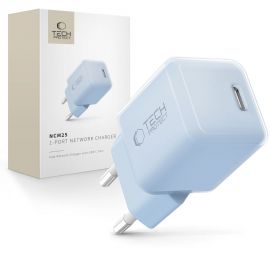 Šviesiai mėlynas buitinis pakrovėjas "TECH-PROTECT NCM25 1-PORT NETWORK CHARGER PD 25W"