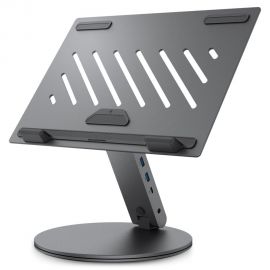 Pilkas modenus stovas "SPIGEN LD204H LAPTOP STAND HUB"