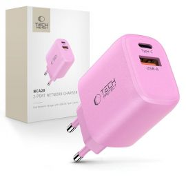 Rožinis buitinis pakrovėjas "TECH-PROTECT NCA20 2-PORT NETWORK CHARGER PD 20W / QC3.0"