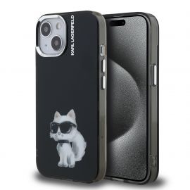 Juodas dėklas telefonui Apple Iphone 15 "Karl Lagerfeld IML Aquarelle Choupette"