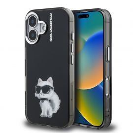 Juodas dėklas telefonui Apple Iphone 16 "Karl Lagerfeld IML Aquarelle Choupette"
