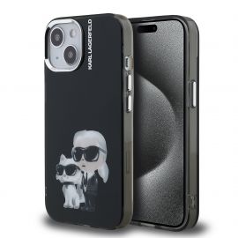 Juodas dėklas telefonui Apple Iphone 15 "Karl Lagerfeld IML Aquarelle Karl and Choupette"