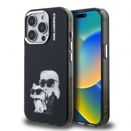 Juodas dėklas telefonui Apple Iphone 15 Pro Max "Karl Lagerfeld IML Aquarelle Karl and Choupette"