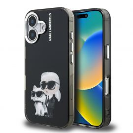 Juodas dėklas telefonui Apple Iphone 16 "Karl Lagerfeld IML Aquarelle Karl and Choupette"