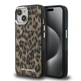 Rudas dėklas Karl Lagerfeld IML Leopard MagSafe telefonui Apple iPhone 15