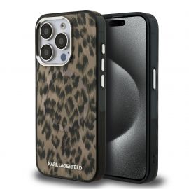 Rudas dėklas Karl Lagerfeld IML Leopard MagSafe telefonui Apple iPhone 15 Pro Max