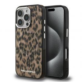 Rudas dėklas Karl Lagerfeld IML Leopard MagSafe telefonui Apple iPhone 16 Pro