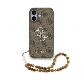 Rudas dėklas telefonui Apple Iphone 17 "Guess PU 4G Metal Logo Strap"