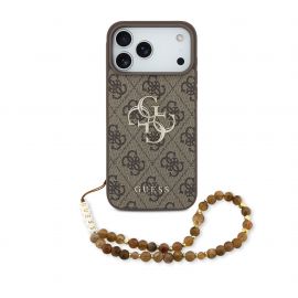 Rudas dėklas telefonui Apple Iphone 17 Pro Max "Guess PU 4G Metal Logo Strap"