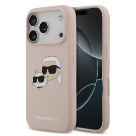 Rausvas dėklas telefonui Apple Iphone 17 Pro "Karl Lagerfeld Liquid Silicone Double Heads MagSafe"