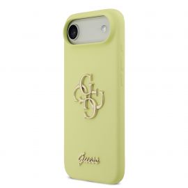 Geltonas originalus dėklas Guess Liquid Silicone 4G Metal Logo telefonui Apple Iphone Air