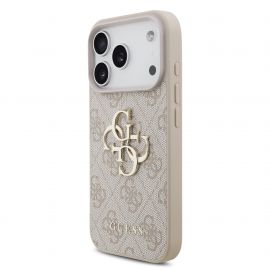Rausvas dėklas telefonui Apple Iphone 17 Pro "Guess PU 4G Metal Logo Strap"