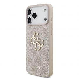 Rausvas dėklas telefonui Apple Iphone 17 Pro Max "Guess PU 4G Metal Logo Strap"