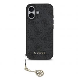 Pilkas originalus dėklas Guess 4G Charms telefonui Apple Iphone 17