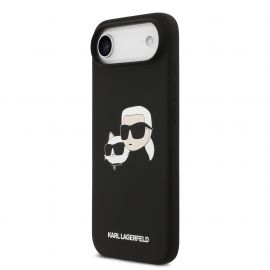 Juodas dėklas Karl Lagerfeld Liquid Silicone Double Heads MagSafe telefonui Apple iPhone Air