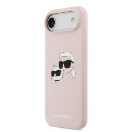 Rausvas dėklas Karl Lagerfeld Liquid Silicone Double Heads MagSafe telefonui Apple iPhone Air