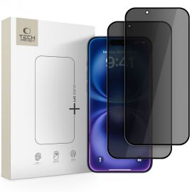 Juodas privatumo apsauginis ekrano stikliukas Apple Iphone 17 Air "TECH-PROTECT GLASS Spy 2-PACK"