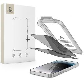 Juodas privatumo apsauginis stiklas telefonui Apple Iphone 14 Pro " Tech-Protect Quick Set Spy+2-Pack"