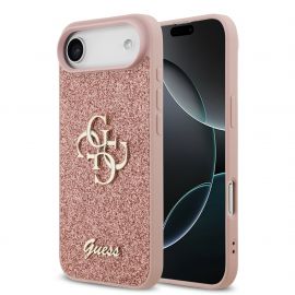 Rausvas dėklas Guess PU Fixed Glitter 4G Metal Logo telefonui Apple iPhone Air