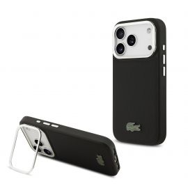 Juodas dėklas telefonui Apple Iphone 17 Pro "Lacoste Iconic Petit Pique Camera Stand MagSafe"