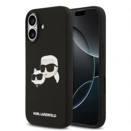 Juodas dėklas telefonui Apple Iphone 17 "Karl Lagerfeld Liquid Silicone Double Heads MagSafe"