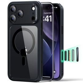 Skaidrus-juodas dėklas su apsauginiu stiklu Apple Iphone 17 Pro "Esr Classic Hybrid Magsafe"