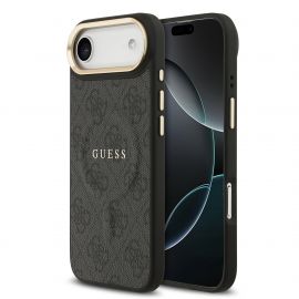 Juodas dėklas telefonui Apple iPhone Air "Guess PU Leather 4G Gold Frame MagSafe"