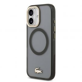 Juodas dėklas Apple Iphone 17 "Lacoste PC/TPU Frosted Finish Gold Logo MagSafe"