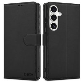 Juodas atverčiamas dėklas Samsung Galaxy S25 FE "Tech-Protect Wallet"