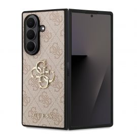 Rausvas originalus dėklas Guess PU 4G Metal Logo telefonui Samsung Galaxy Z Fold 7