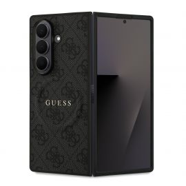 Juodas dėklas Guess PU Leather 4G Colored Ring MagSafe telefonui Samsung Galaxy Z Fold 7